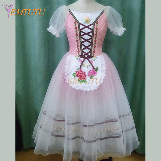 ST220 EMTUTU Adult Village Girl Professional ballet long tutu Blue Peasant romantic Ballet tutu Dress Professional ballet stage costume Pink