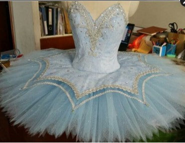 ST223 EMTUTU Swan Lake  Adult Professional Ballet Tutu Silver White Women Snow Queen Ballet Costume Classical Performance Pancake Tutus
