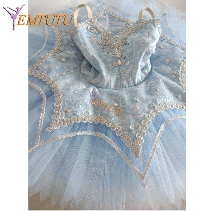 ST223 EMTUTU Swan Lake  Adult Professional Ballet Tutu Silver White Women Snow Queen Ballet Costume Classical Performance Pancake Tutus