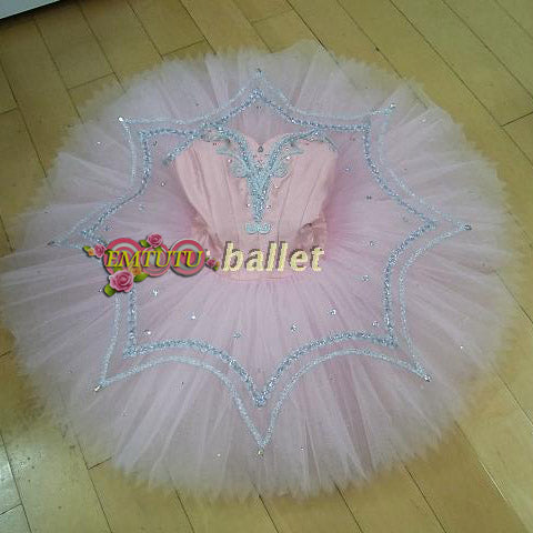 ST223 EMTUTU Swan Lake  Adult Professional Ballet Tutu Silver White Women Snow Queen Ballet Costume Classical Performance Pancake Tutus