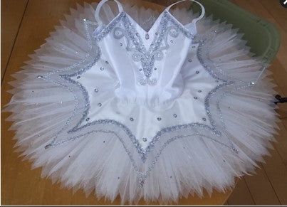 ST223 EMTUTU Swan Lake  Adult Professional Ballet Tutu Silver White Women Snow Queen Ballet Costume Classical Performance Pancake Tutus