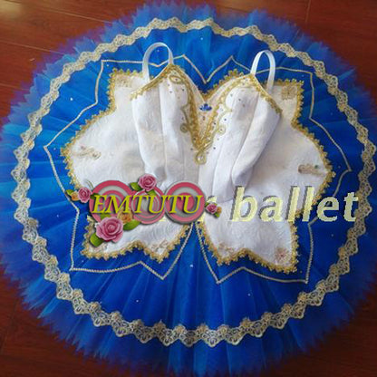 ST266 EMTUTU Blue Bird Professional Tutu Blue Silver Adult Sleeping Beauty Ballet Tutu Dress Swan Lake Classical Ballet Costumes Women