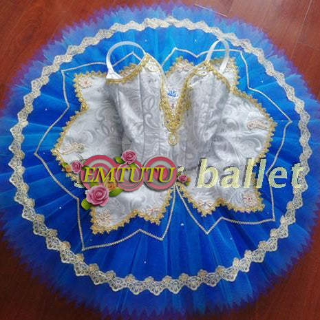 ST266 EMTUTU Blue Bird Professional Tutu Blue Silver Adult Sleeping Beauty Ballet Tutu Dress Swan Lake Classical Ballet Costumes Women