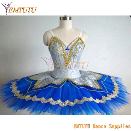 ST266 EMTUTU Blue Bird Professional Tutu Blue Silver Adult Sleeping Beauty Ballet Tutu Dress Swan Lake Classical Ballet Costumes Women