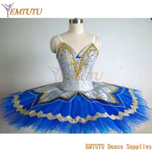 ST266 EMTUTU Blue Bird Professional Tutu Blue Silver Adult Sleeping Beauty Ballet Tutu Dress Swan Lake Classical Ballet Costumes Women