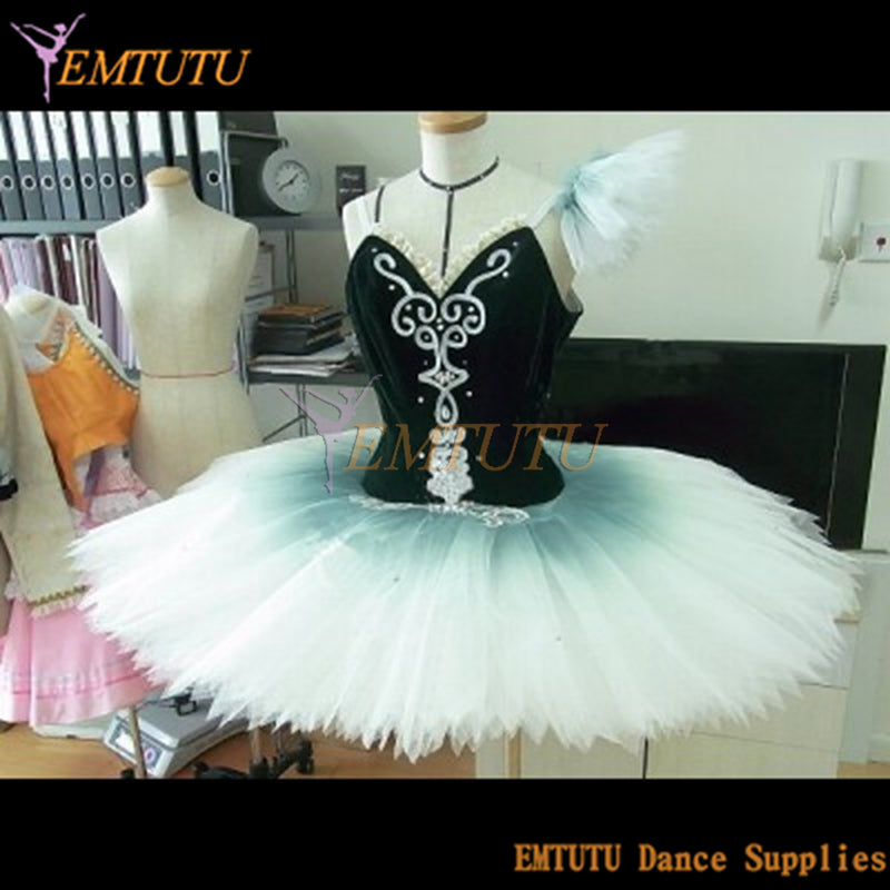 ST277 EMTUTU Women Professional Ballet Costumes Deep Green White Esmeralda Professional Ballet Tutu Raymonda Stage Costume Dress