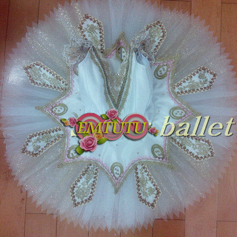 ST278 EMTUTU White Gold Professional Ballet Tutu Classical Ballet Tutus Women Sleeping Beauty Ballet Stage Costume Dress Performance tutu