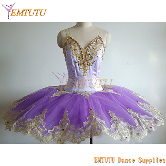 ST285 EMTUTU Adult Women Professional Ballet Tutu Costume Blue Gold Sleeping Beauty Ballet Performance Tutu A shape Ballerina tutu dress
