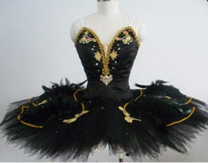 ST296 EMTUTU Women Black Swan Lake Professional Ballet Costumes Black With Gold Odile Ballet Stage Tutu Costume