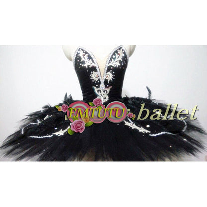 ST296 EMTUTU Women Black Swan Lake Professional Ballet Costumes Black With Gold Odile Ballet Stage Tutu Costume