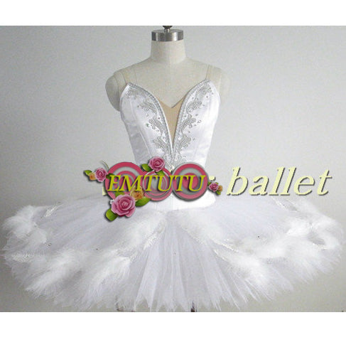 ST300 EMTUTU Women White Swan Lake Professional Ballet Tutus White Feather Professional Tutus Odette Classical Ballet Tutu Dress Custom Made