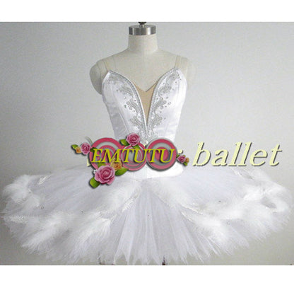 ST300 EMTUTU Women White Swan Lake Professional Ballet Tutus White Feather Professional Tutus Odette Classical Ballet Tutu Dress Custom Made