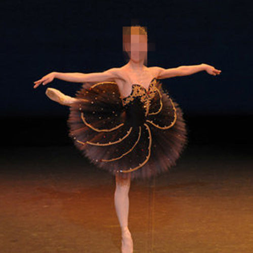 ST302 EMTUTU Swan Lake Professional Ballet Costumes Black Gold Women Classical Ballet Tutu Skirt Odile Ballet Costume Dress