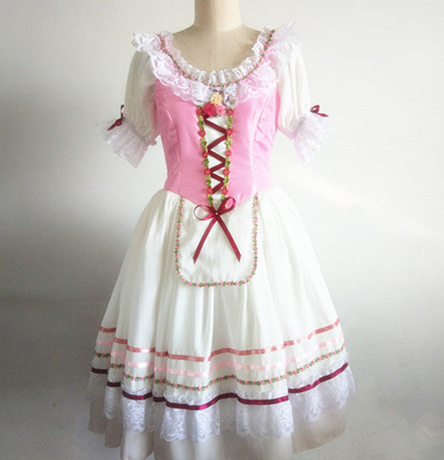 ST329 EMTUTU Giselle Ballet Long Tutu Dress Pink Puff Sleeve Coppelia Ballet Stage Costume Nutcracker Professional romantic Ballet Tutu