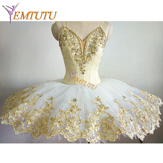 ST336 EMTUTU Women Pink Gold Professional Ballet Tutu Sleeping Beauty Stage Performance Pancake tutu Skirt Ballet Stage Costume tutus