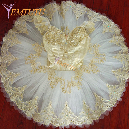 ST336 EMTUTU Women Pink Gold Professional Ballet Tutu Sleeping Beauty Stage Performance Pancake tutu Skirt Ballet Stage Costume tutus