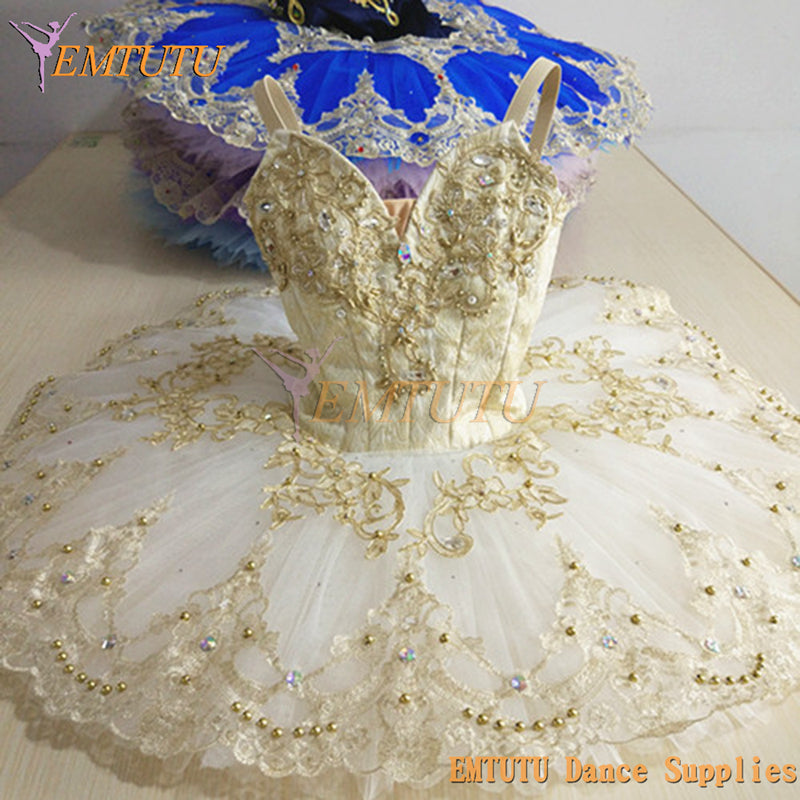 ST336 EMTUTU Women Pink Gold Professional Ballet Tutu Sleeping Beauty Stage Performance Pancake tutu Skirt Ballet Stage Costume tutus