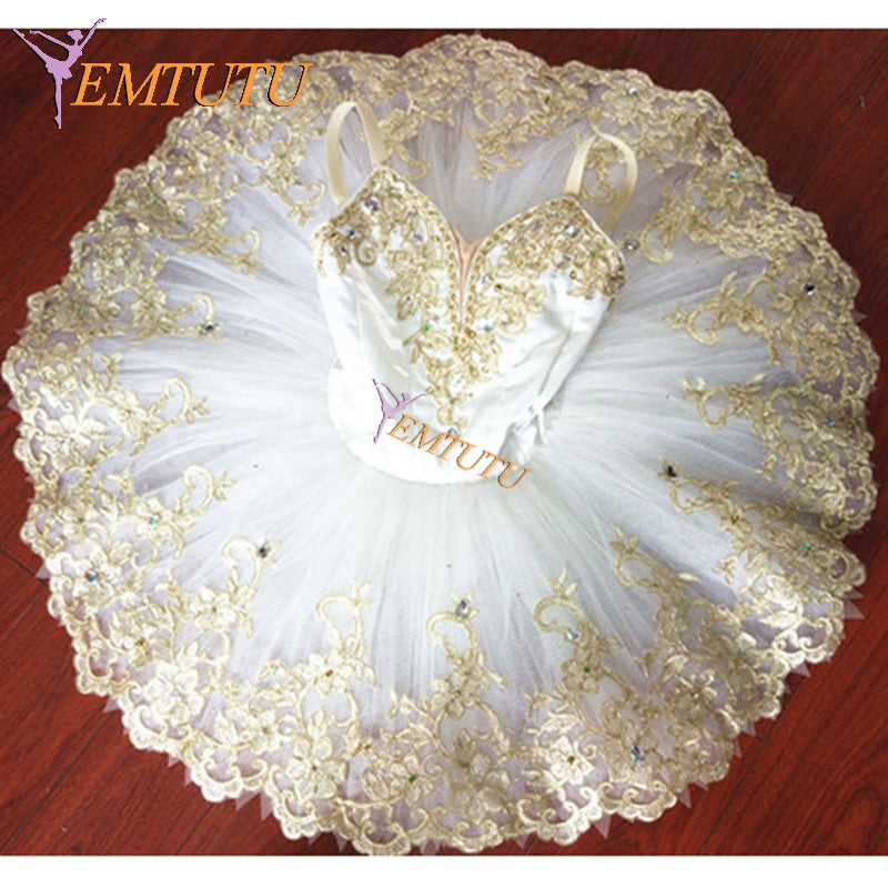 ST336 EMTUTU Women Pink Gold Professional Ballet Tutu Sleeping Beauty Stage Performance Pancake tutu Skirt Ballet Stage Costume tutus