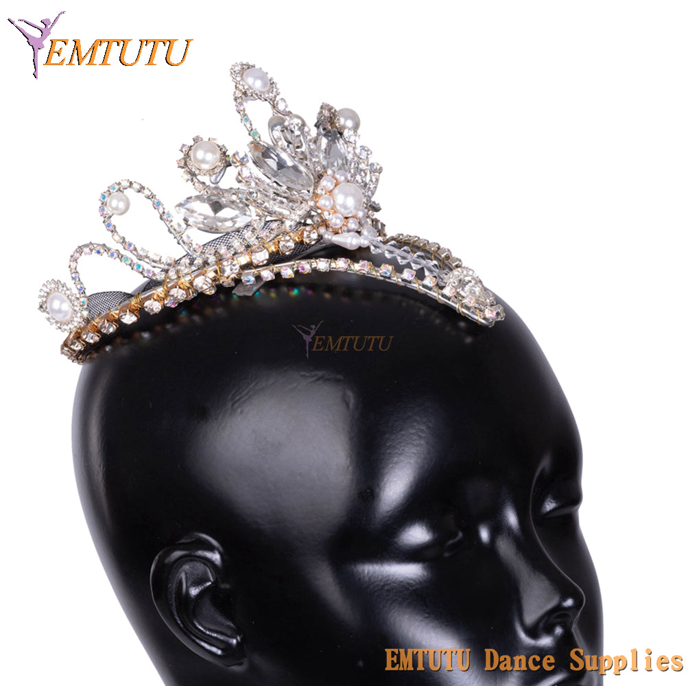 MD050 EMTUTU Professional Ballet Headpiece Peach Swan Lake Ballet Stage Performance Professional Ballet Tiara Crystal Headwear