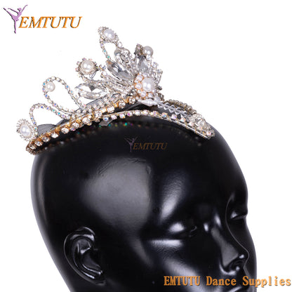 MD050 EMTUTU Professional Ballet Headpiece Peach Swan Lake Ballet Stage Performance Professional Ballet Tiara Crystal Headwear