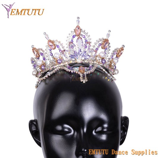 MD051 EMTUTU Professional Ballet Headdress Lilac Color Lilac Fairy Ballet Headwear for Stage Performance Competition Women Girls Tiara