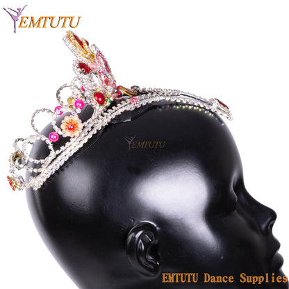 MD056 EMTUTU Women Professional Ballet Headpieces Adult Child Ballet Stage Competition Performance Ballet Tiara Red Silver Headwear