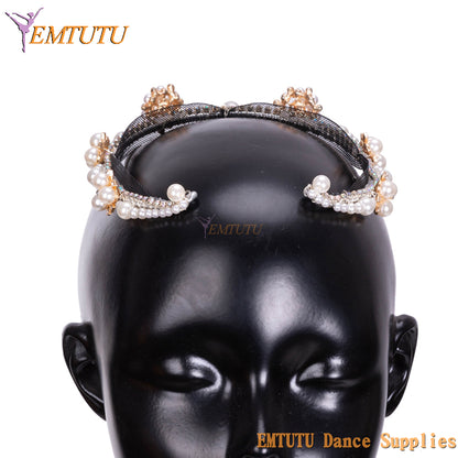MD059 EMTUTU Professional Ballet Headpiece Perals Ballerina Stage Performance Competition Headwear