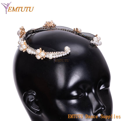 MD059 EMTUTU Professional Ballet Headpiece Perals Ballerina Stage Performance Competition Headwear