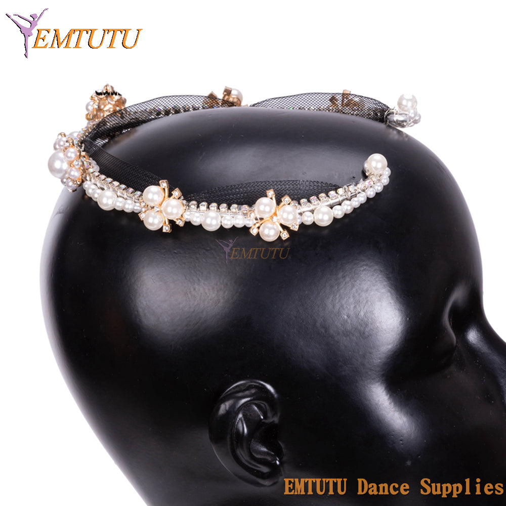 MD059 EMTUTU Professional Ballet Headpiece Perals Ballerina Stage Performance Competition Headwear