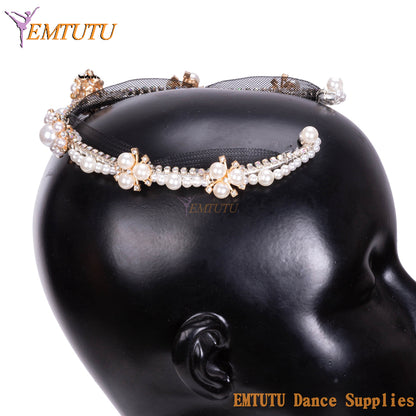 MD059 EMTUTU Professional Ballet Headpiece Perals Ballerina Stage Performance Competition Headwear