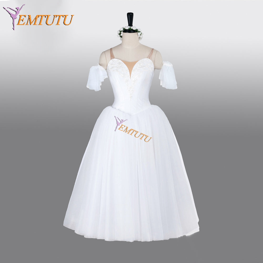 EM1290 EMTUTU Custom Made La Sylphide Long Professional White Romantic Competition Ballet Dress Tutu Costume