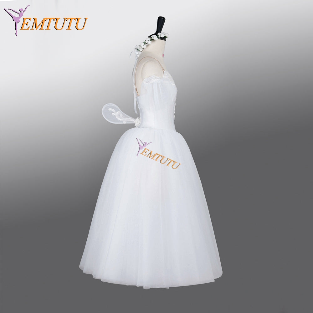 EM1290 EMTUTU Custom Made La Sylphide Long Professional White Romantic Competition Ballet Dress Tutu Costume