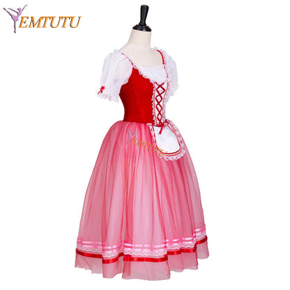 EM1303 EMTUTU Red Velvet Coppelia 1st Variation Professional Ballerina Dance Competition Costume Red Romantic Tutu Dress