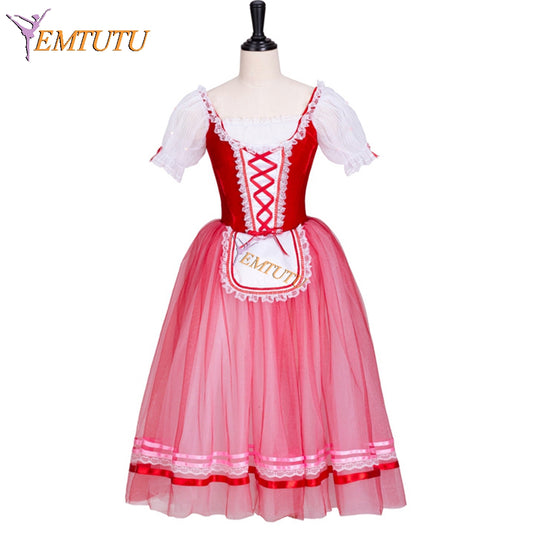 EM1303 EMTUTU Red Velvet Coppelia 1st Variation Professional Ballerina Dance Competition Costume Red Romantic Tutu Dress