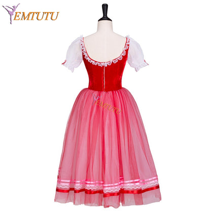 EM1303 EMTUTU Red Velvet Coppelia 1st Variation Professional Ballerina Dance Competition Costume Red Romantic Tutu Dress
