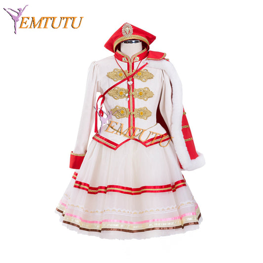 EM1331 EMTUTU White and Red Soldier Doll Romantic Tutu Costume Ballet Nutcracker Professional Ballerina Dress