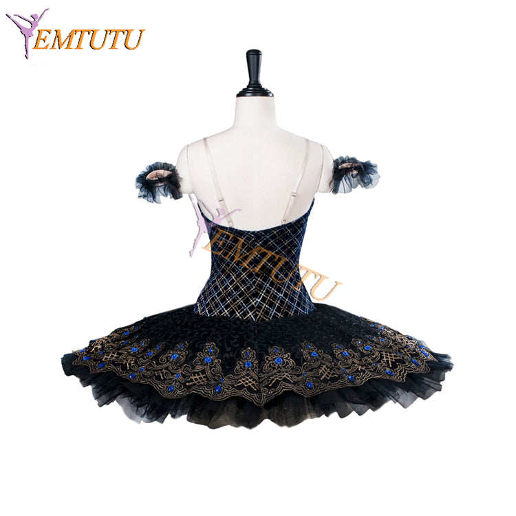 EM9003 EMTUTU Girls Black Velvet Bodice YAGP Ballet Dress Swan Lake Odile Variation Dance Costumes