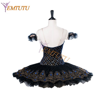 EM9003 EMTUTU Girls Black Velvet Bodice YAGP Ballet Dress Swan Lake Odile Variation Dance Costumes