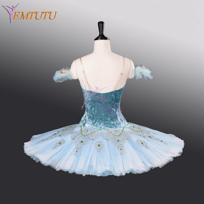 EM9006 EMTUTU Blue Velvet Bodice 10 Layer Tulle Custom Made Girls Princess Florina Blue Bird Variation Classical Ballet Tutu