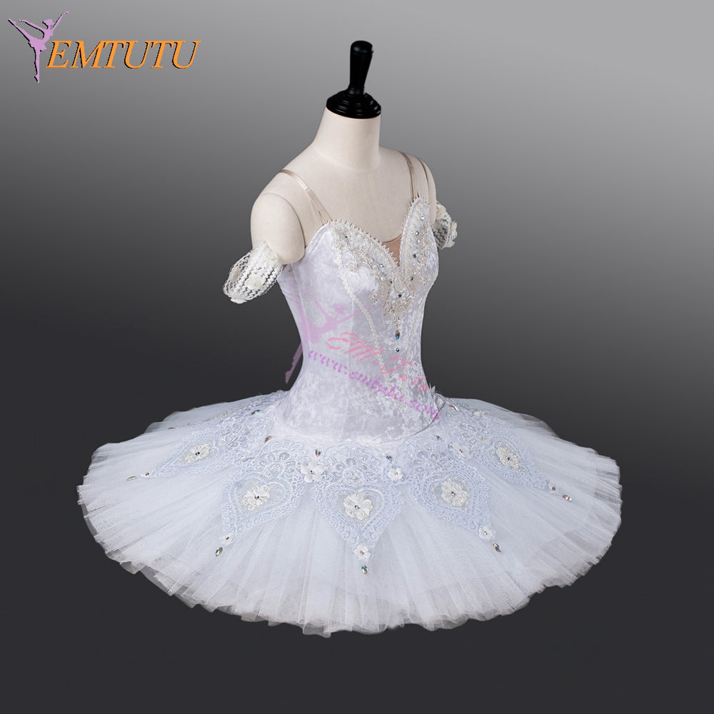 EM9011 EMTUTU Adult White Velvet Sleeping Beauty Princess Aurora Wedding Scene Tutu Ballet Costume Woman