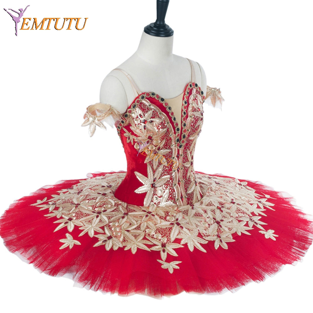 EM1284  EMTUTU Red Velvet Don Quixote Professional Custom-Made Dance Competition Ballet Costume Paquita Tutu
