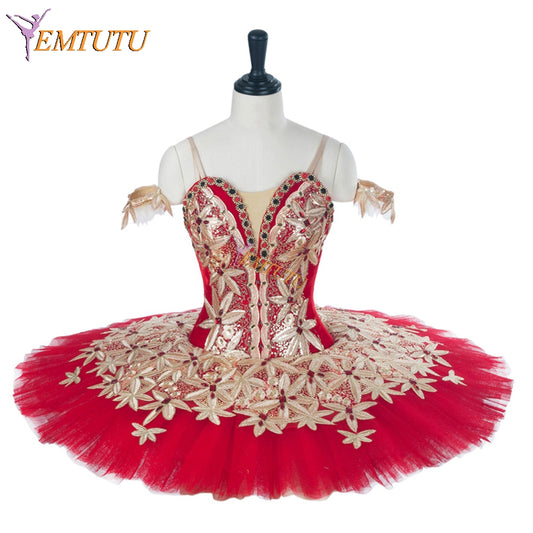 EM1284  EMTUTU Red Velvet Don Quixote Professional Custom-Made Dance Competition Ballet Costume Paquita Tutu