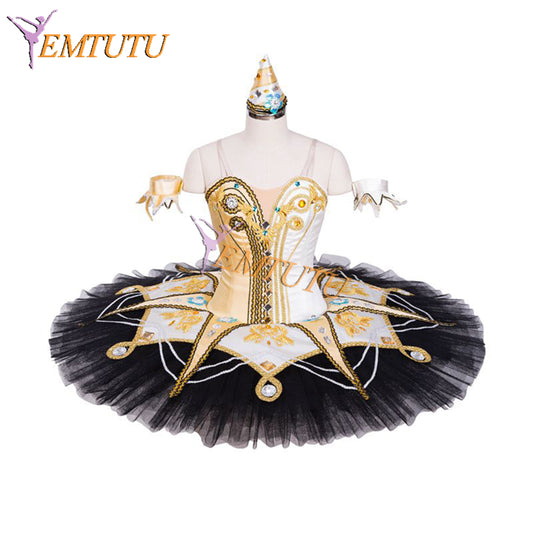 EM1335 EMTUTU Black Gold Satanella Ballet Variation Costumes Classical Stage Performance YAGP Competition Professional Platter Tutu