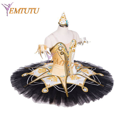 EM1335 EMTUTU Black Gold Satanella Ballet Variation Costumes Classical Stage Performance YAGP Competition Professional Platter Tutu