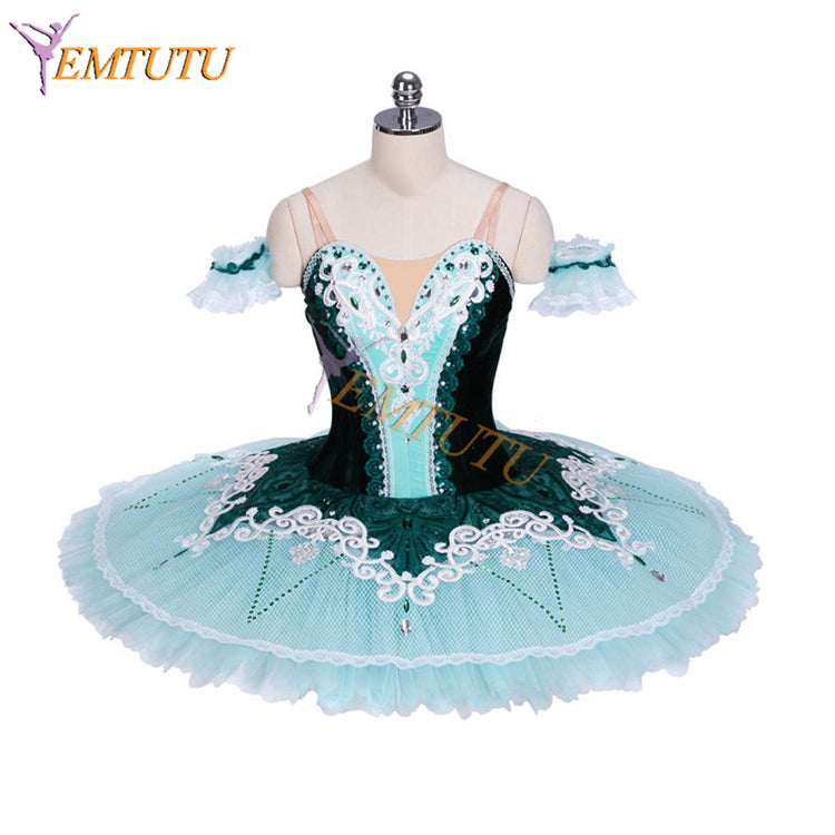 EM1314  EMTUTU Green Velvet La Esmeralda Variation Custom Made Tutu Outfits Ballet Costume Professional