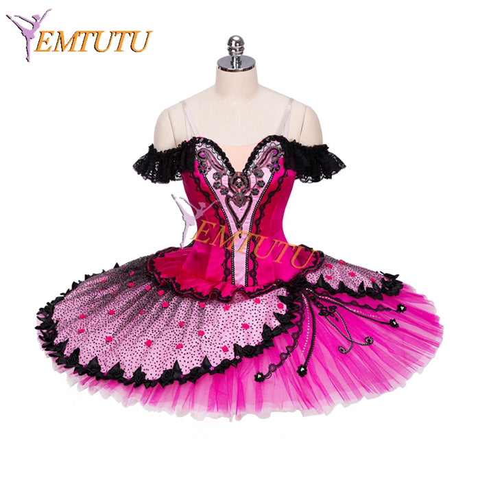 EM1333 EMTUTU Nutcracker Spanish Dancer Costume Dark Pink Paquita Dress Kitri Variation Platter Classical Tutu for adults