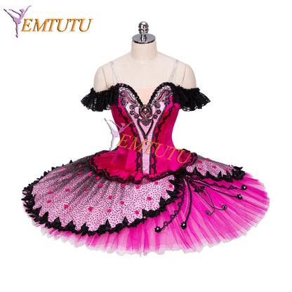 EM1333 EMTUTU Nutcracker Spanish Dancer Costume Dark Pink Paquita Dress Kitri Variation Platter Classical Tutu for adults