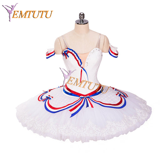EM1336 EMTUTU Girls White The Flames of Paris Classical Pancake Tutu for Competition Professional Ballet Costume