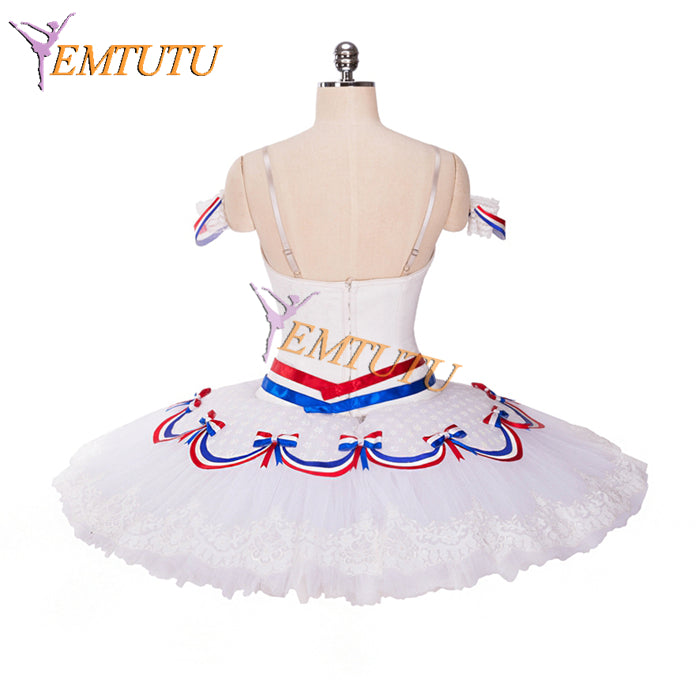 EM1336 EMTUTU Girls White The Flames of Paris Classical Pancake Tutu for Competition Professional Ballet Costume