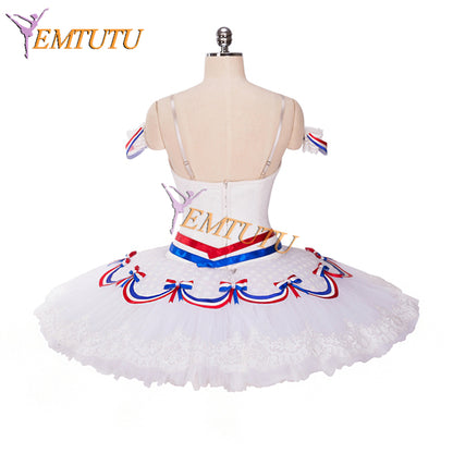 EM1336 EMTUTU Girls White The Flames of Paris Classical Pancake Tutu for Competition Professional Ballet Costume